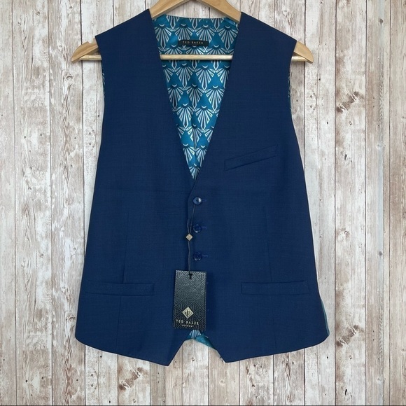 Ted Baker London Debonair Plain Wool Waist Coat Size 40 Men